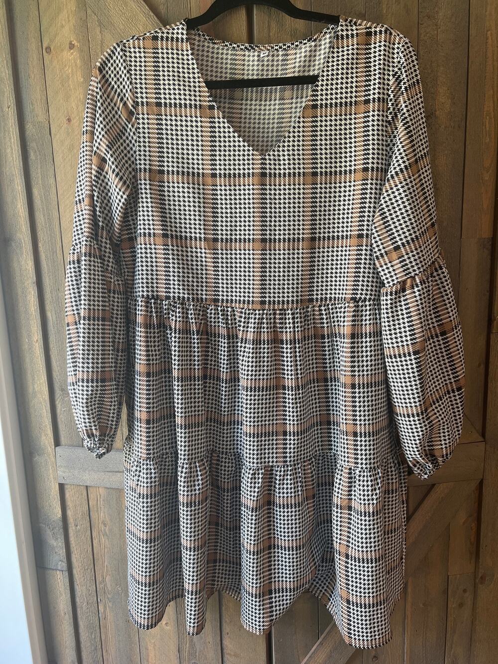 Amazon Plaid Tier Dress with Bubble Sleeve